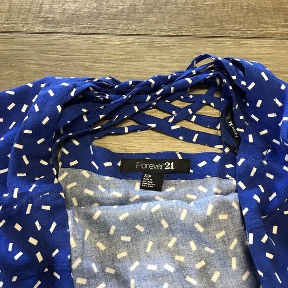 Forever 21 Womens (Juniors) Dress Blue Rayon Criss Cross Strappy Back Size S/P - Picture 7 of 12